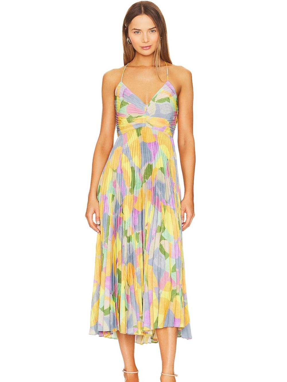 ASTR Blythe Floral Pleated Midi Dress